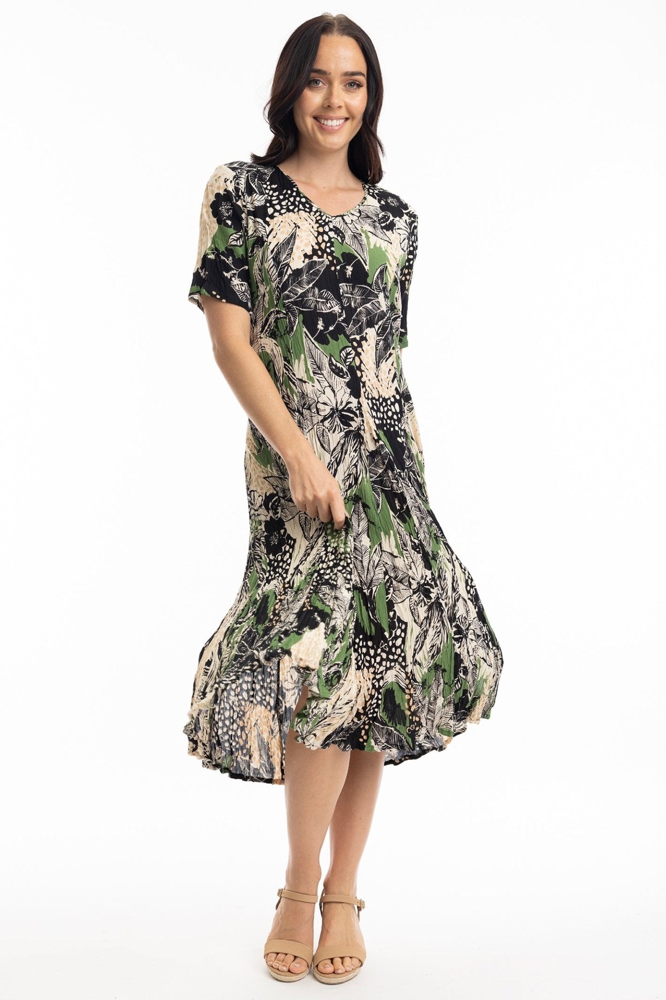 Orientique 20034 Nungwi Godet Short Sleeve Dress - Dotique