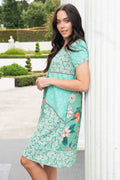 Orientique 61597 Green Kaleici Print Round Neck Dress- Dotique