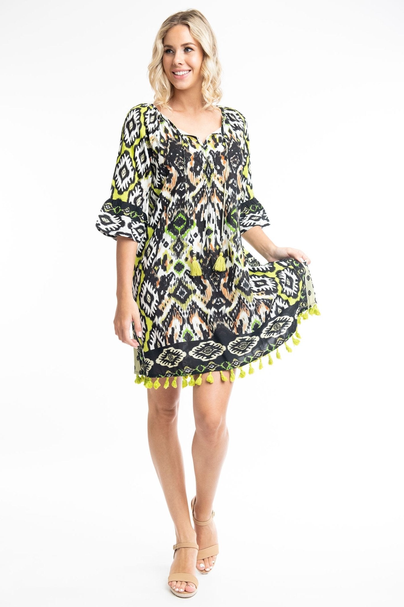 Orientique 61615 Green Izmir Tassle Dress - Dotique