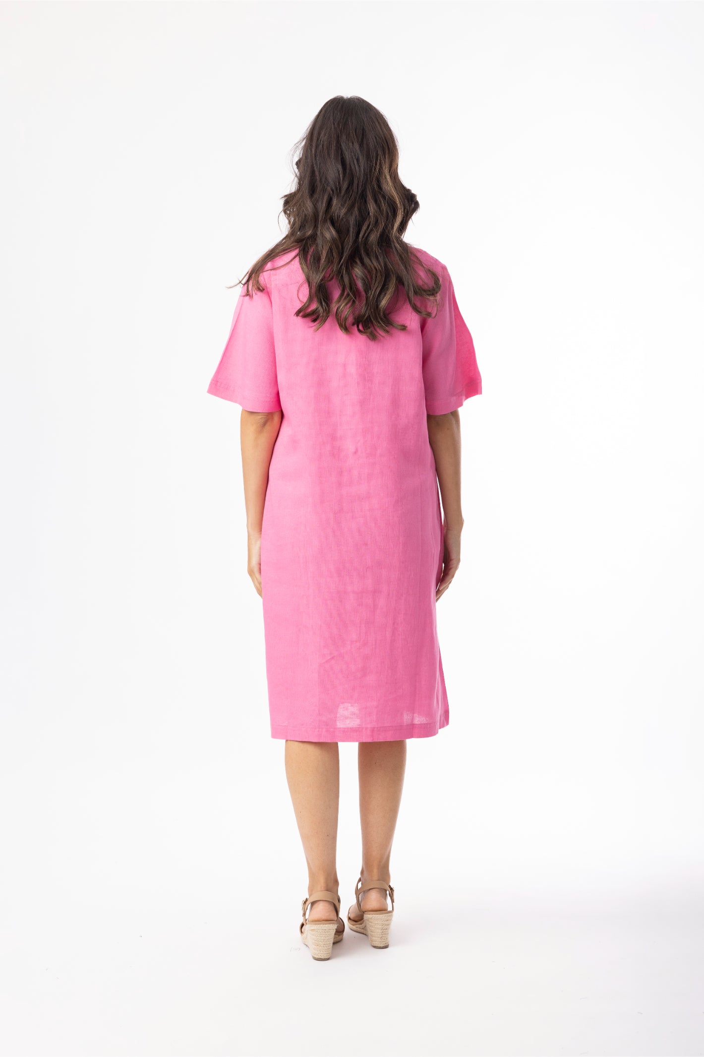 Orientique 61766 Linen Essentials Shift Dress Hot Pink | Dotique