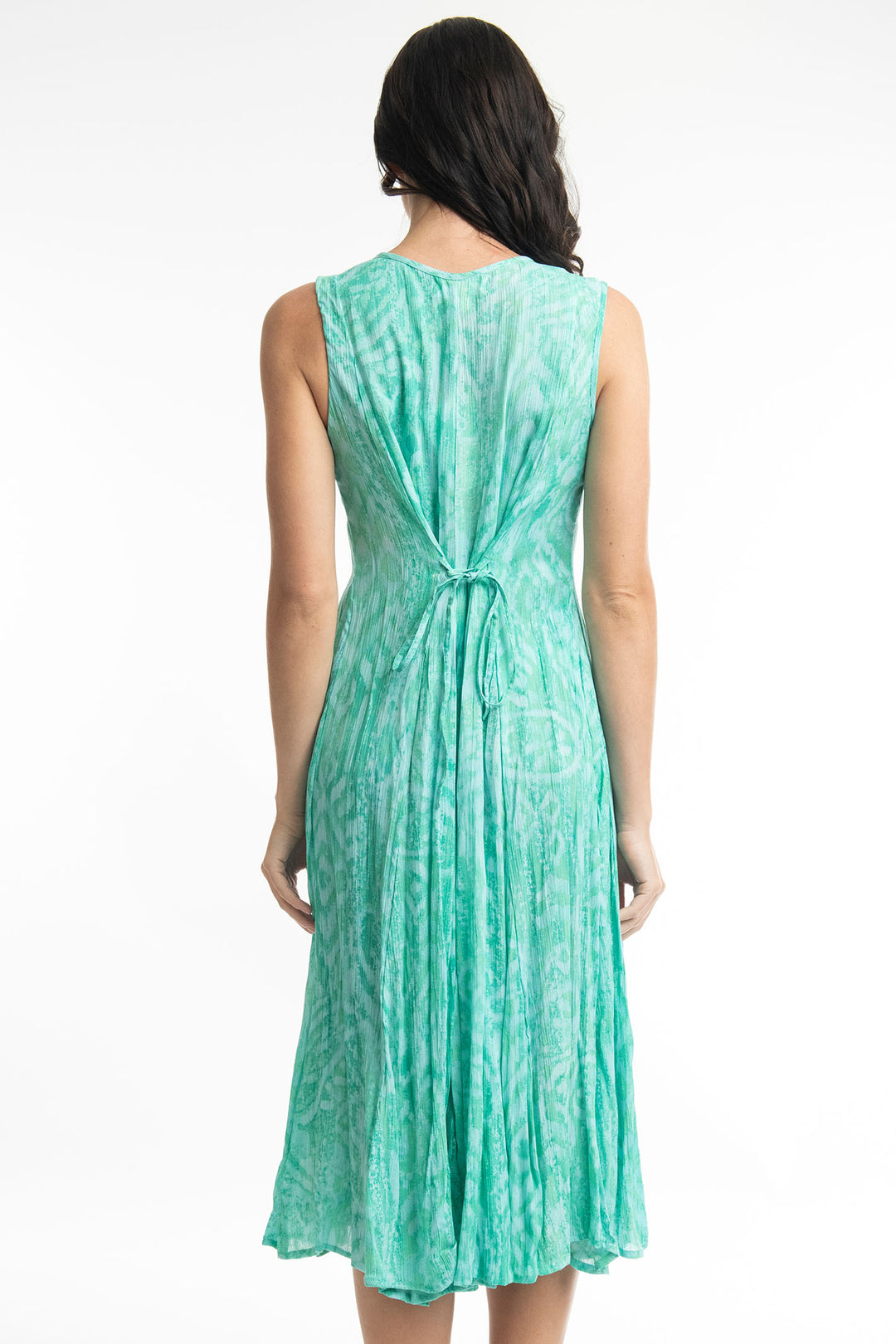 Orientique Olympus 4189 Blue Print Tie Back Sleeveless Dress - Dotique