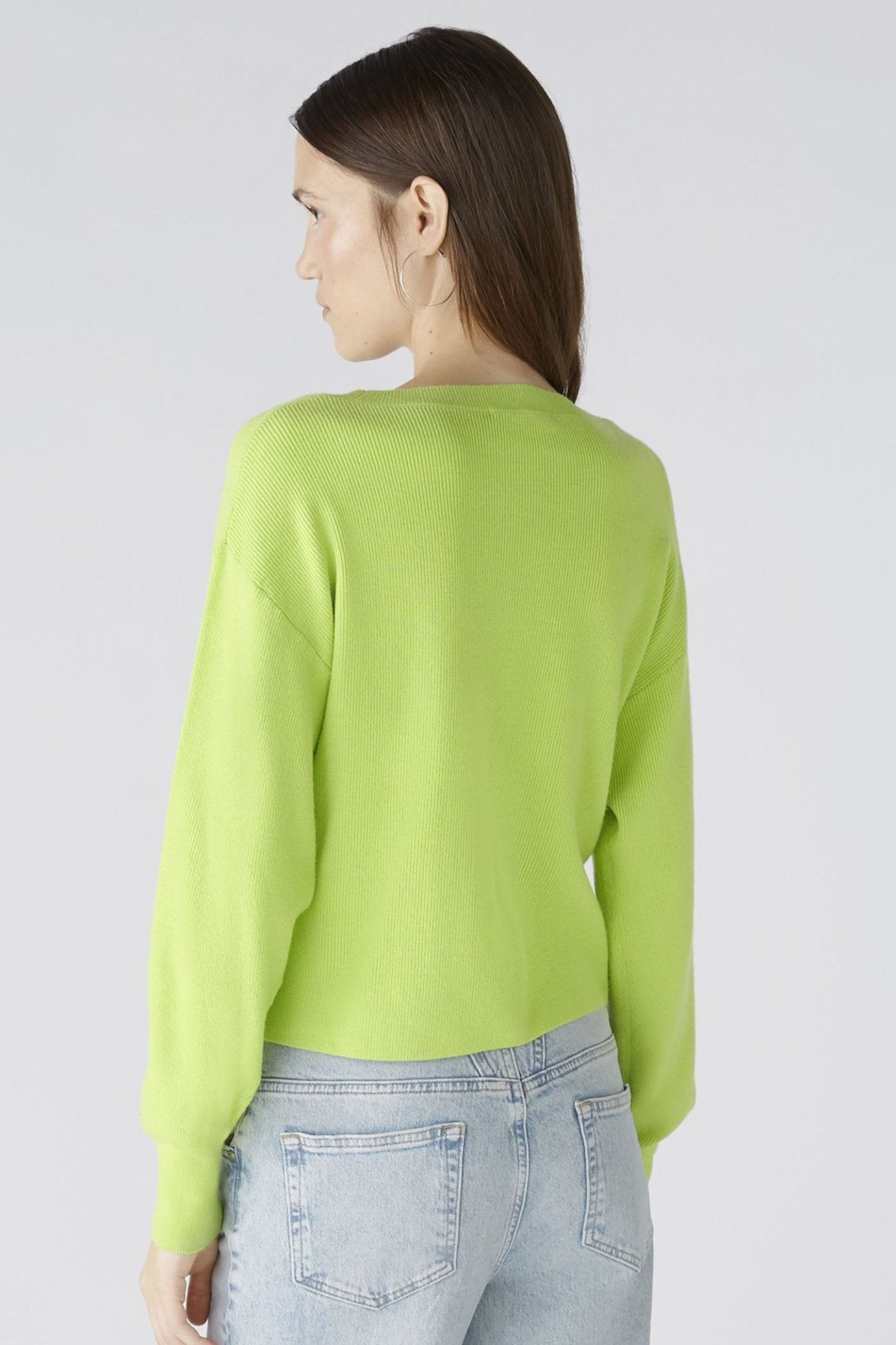 Oui 86645 Tender Shoots Green Knotted Front Jumper - Dotique