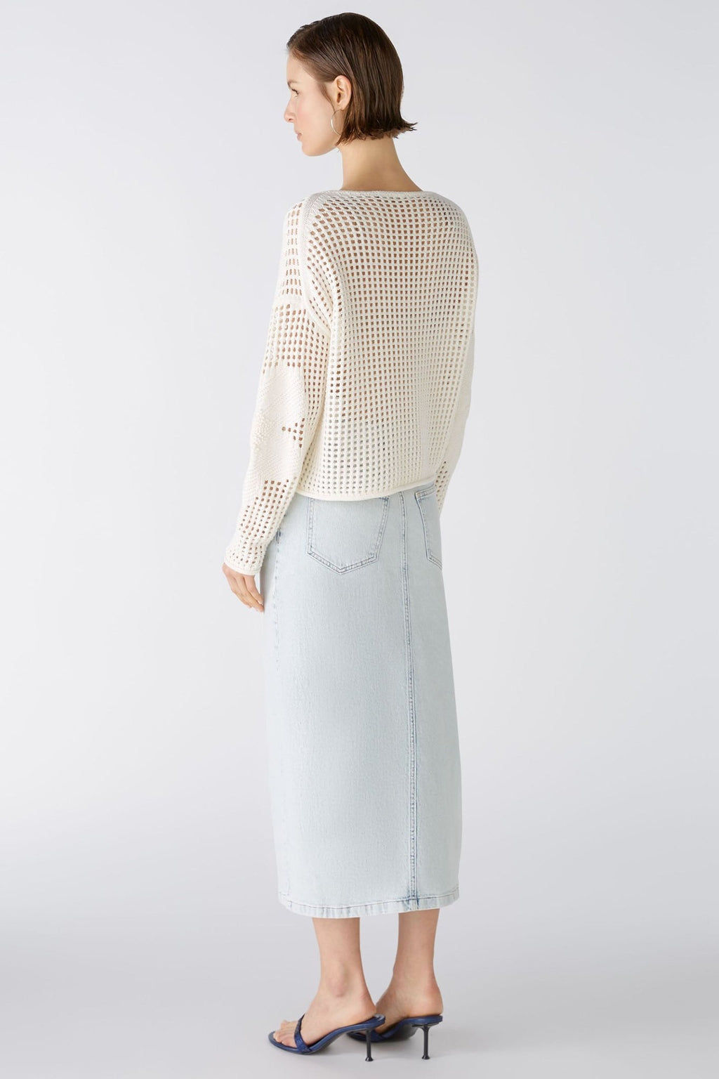 Oui 86664 Gardenia Cream Mesh Knit Jumper - Dotique