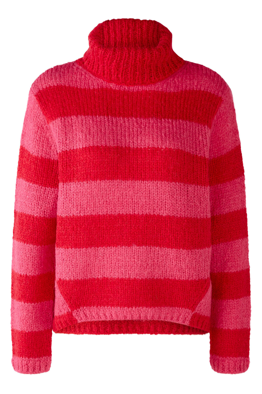 Oui 79577 Red Rose Stripe Roll Neck Jumper - Dotique Chesterfield