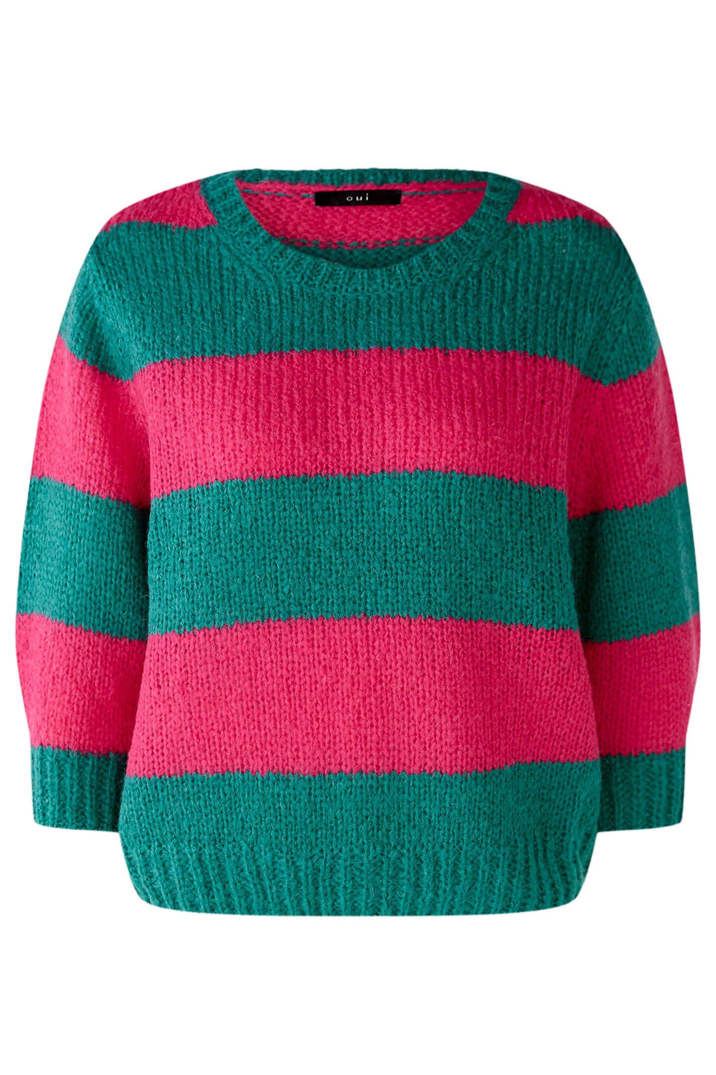 Red and green 2025 striped jumper