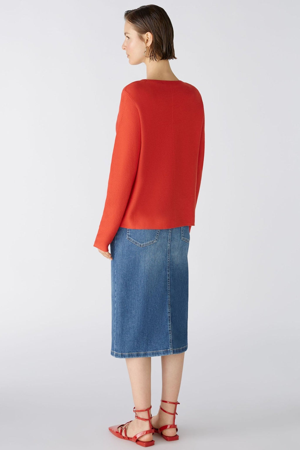 Oui 79915 Keiko Aura Orange Wide Neck Jumper - Dotique