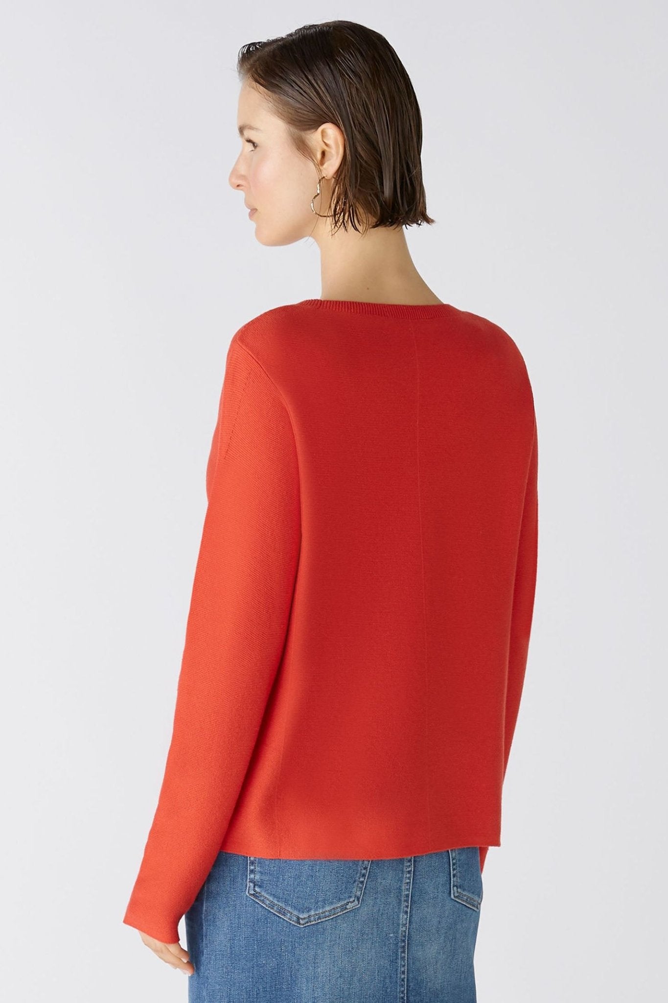 Oui 79915 Keiko Aura Orange Wide Neck Jumper - Dotique