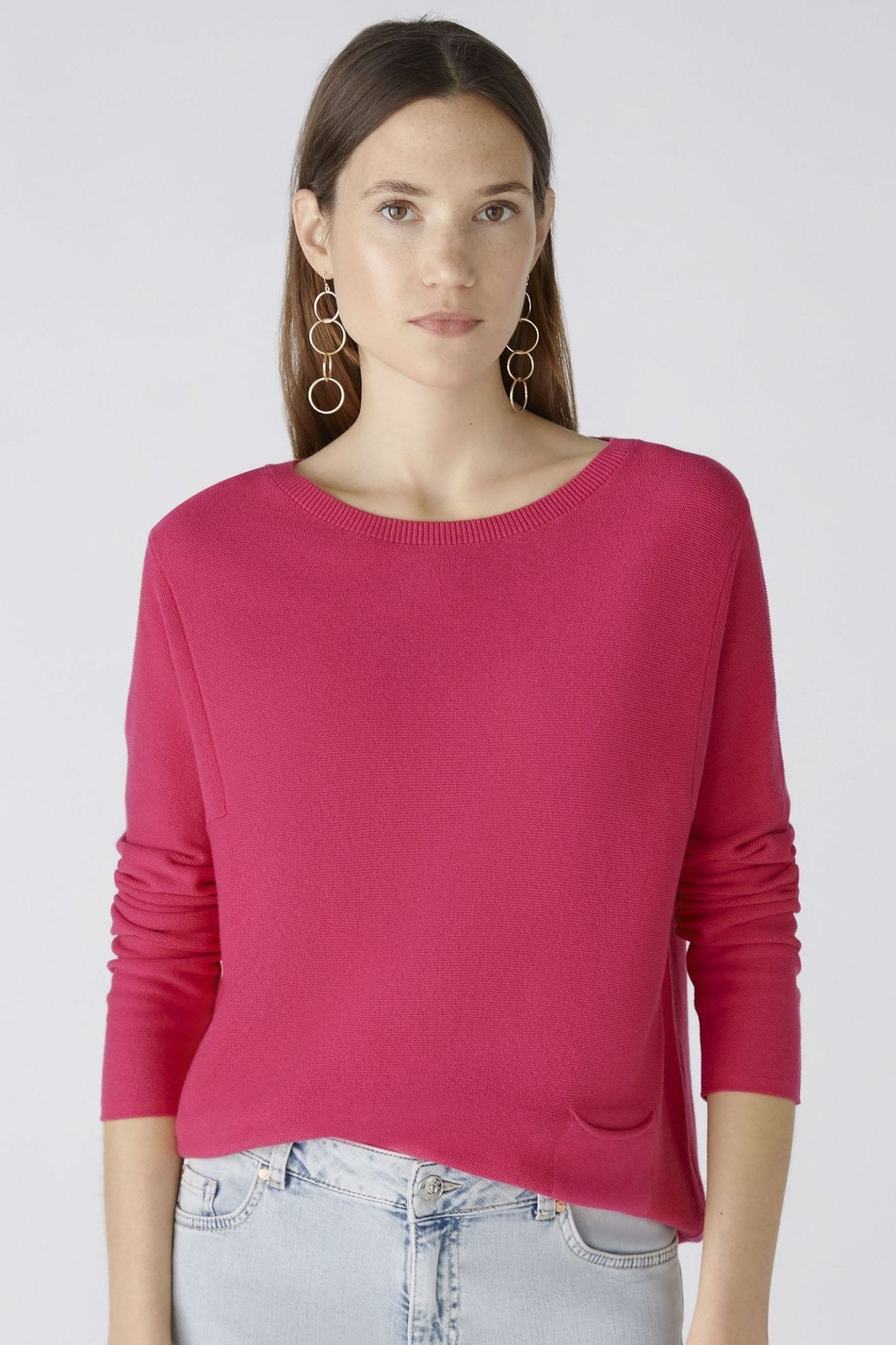 Oui 79915 Keiko Pink Wide Neck Jumper - Dotique