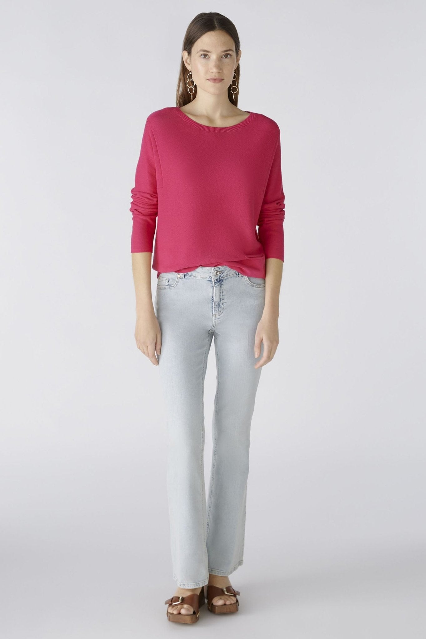 Oui 79915 Keiko Pink Wide Neck Jumper - Dotique