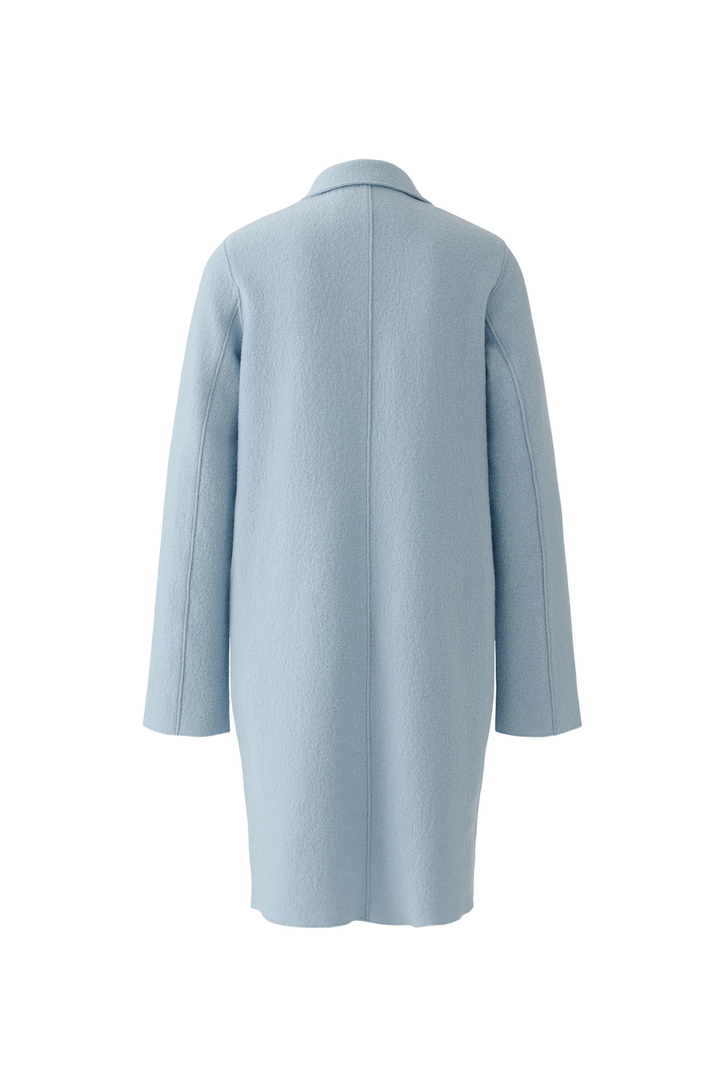 Back view of Oui 79918 Celestial Blue Mayson Coat by Oui in boiled wool fabric Shop Oui at Dotique