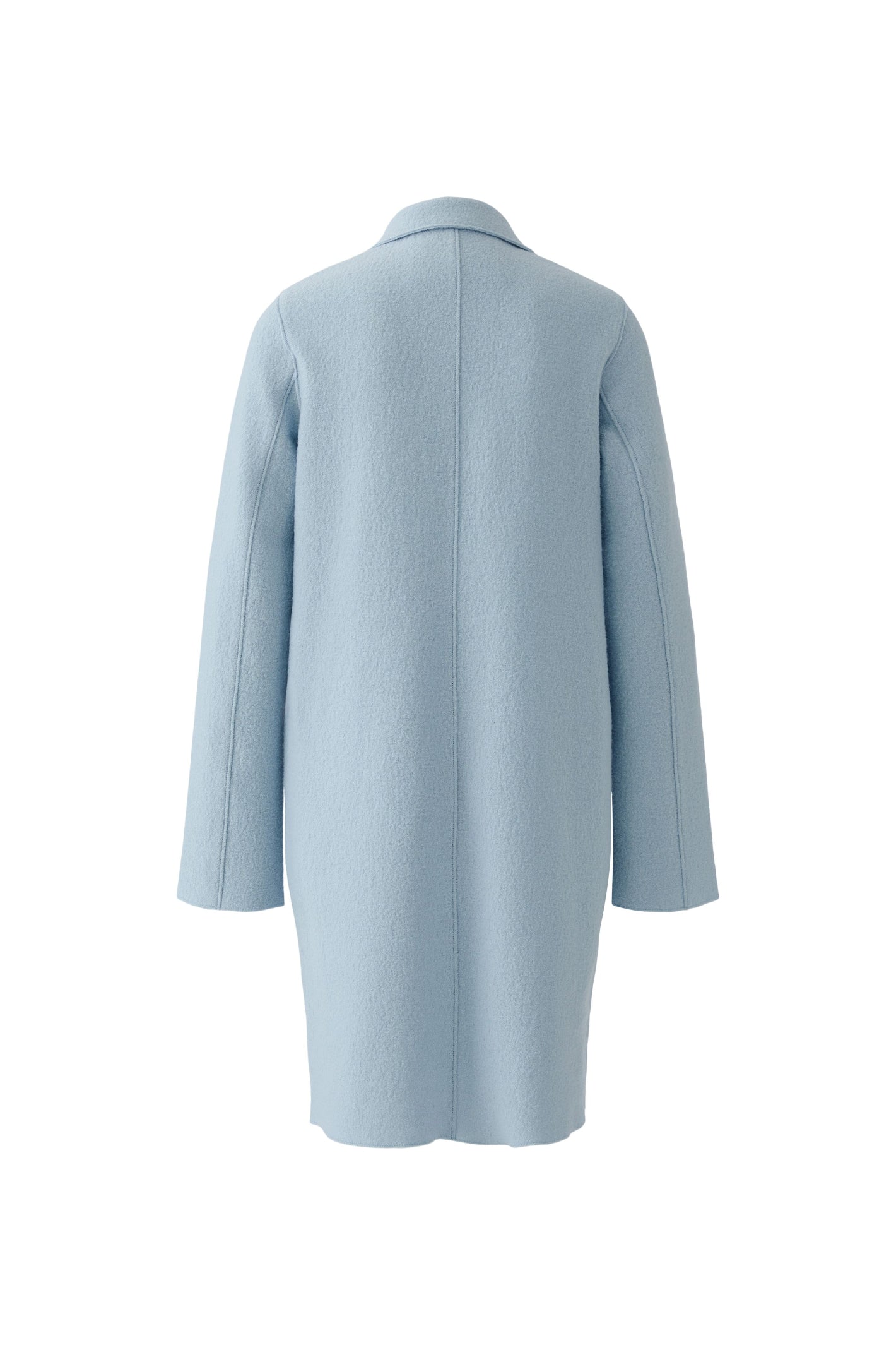 Back view of Oui 79918 Celestial Blue Mayson Coat by Oui in boiled wool fabric Shop Oui at Dotique