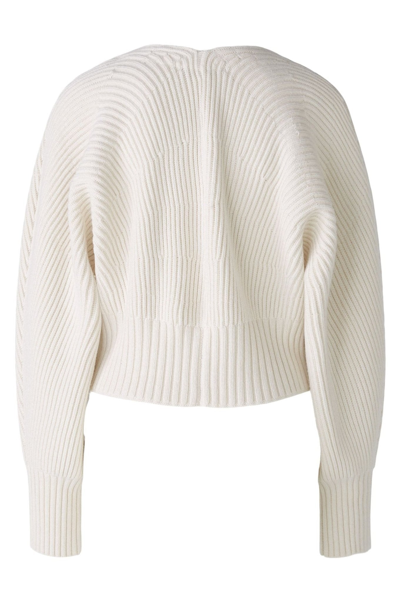 Oui 86691 Off White Ribbed Two-Button Cardigan - Dotique