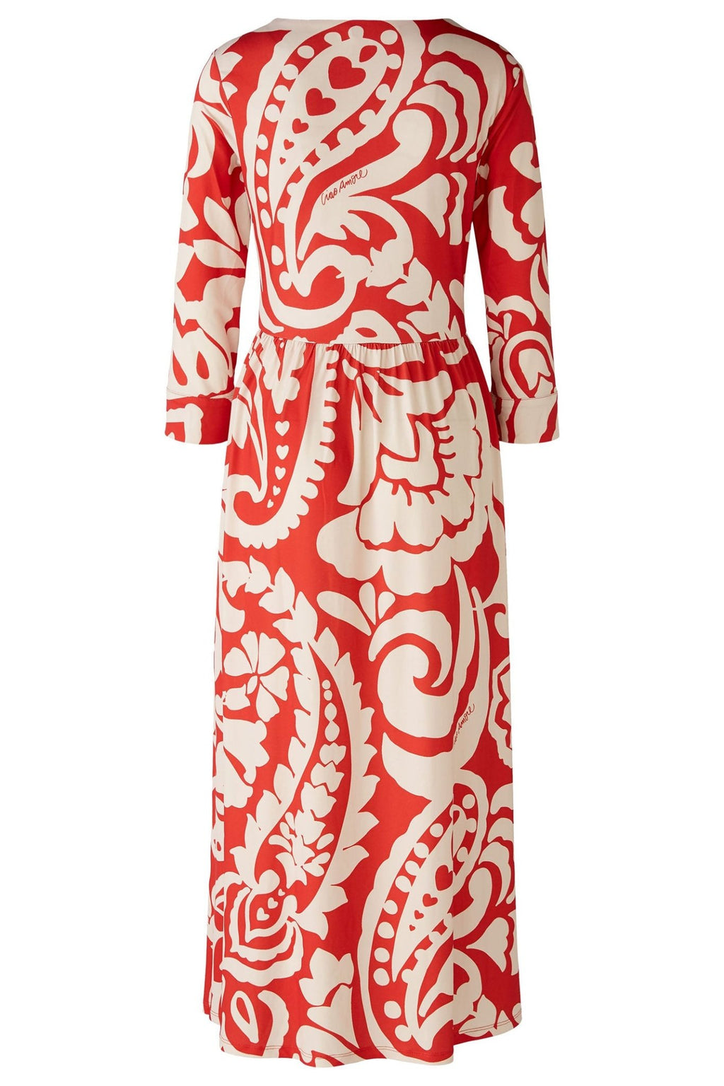 Oui 86701 Red White Floral Print Gathered Bust Dress - Dotique