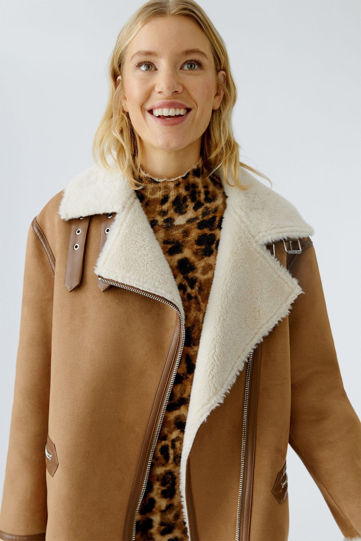 Oui 86733 Dk. Camel White 0781 Outdoor Jacket - Dotique - Oui