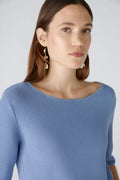 Oui 87489 Light Blue Short Sleeve Round Neck Jumper - Dotique