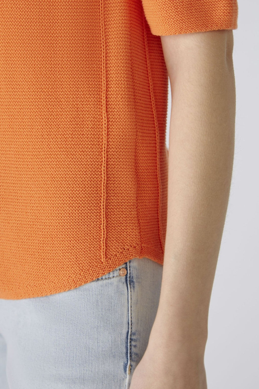 Oui 87489 Vermillion Orange Short Sleeve Round Neck Jumper - Dotique