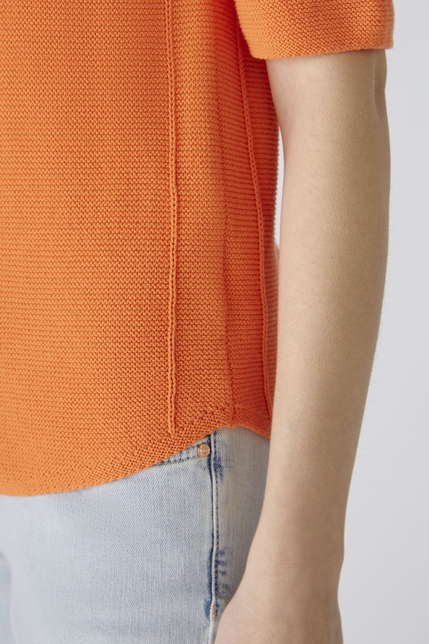 Oui 87489 Vermillion Orange Short Sleeve Round Neck Jumper - Dotique