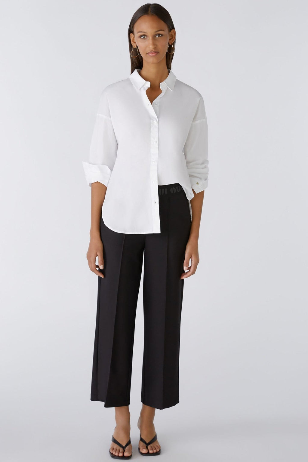 Oui 87718 Optic White Dropped Shoulder Shirt - Dotique