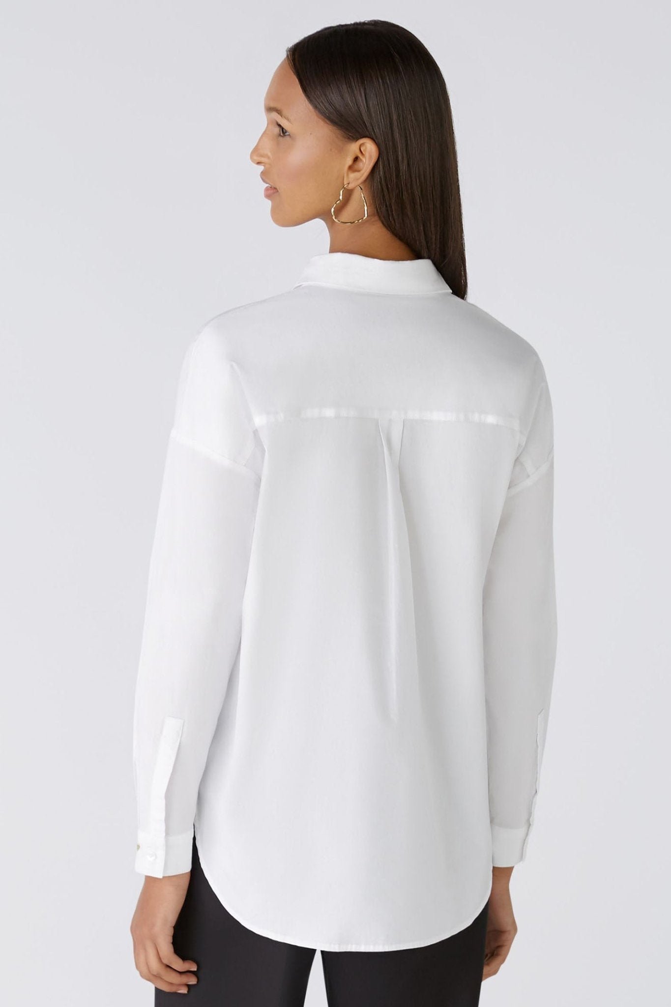 Oui 87718 Optic White Dropped Shoulder Shirt - Dotique