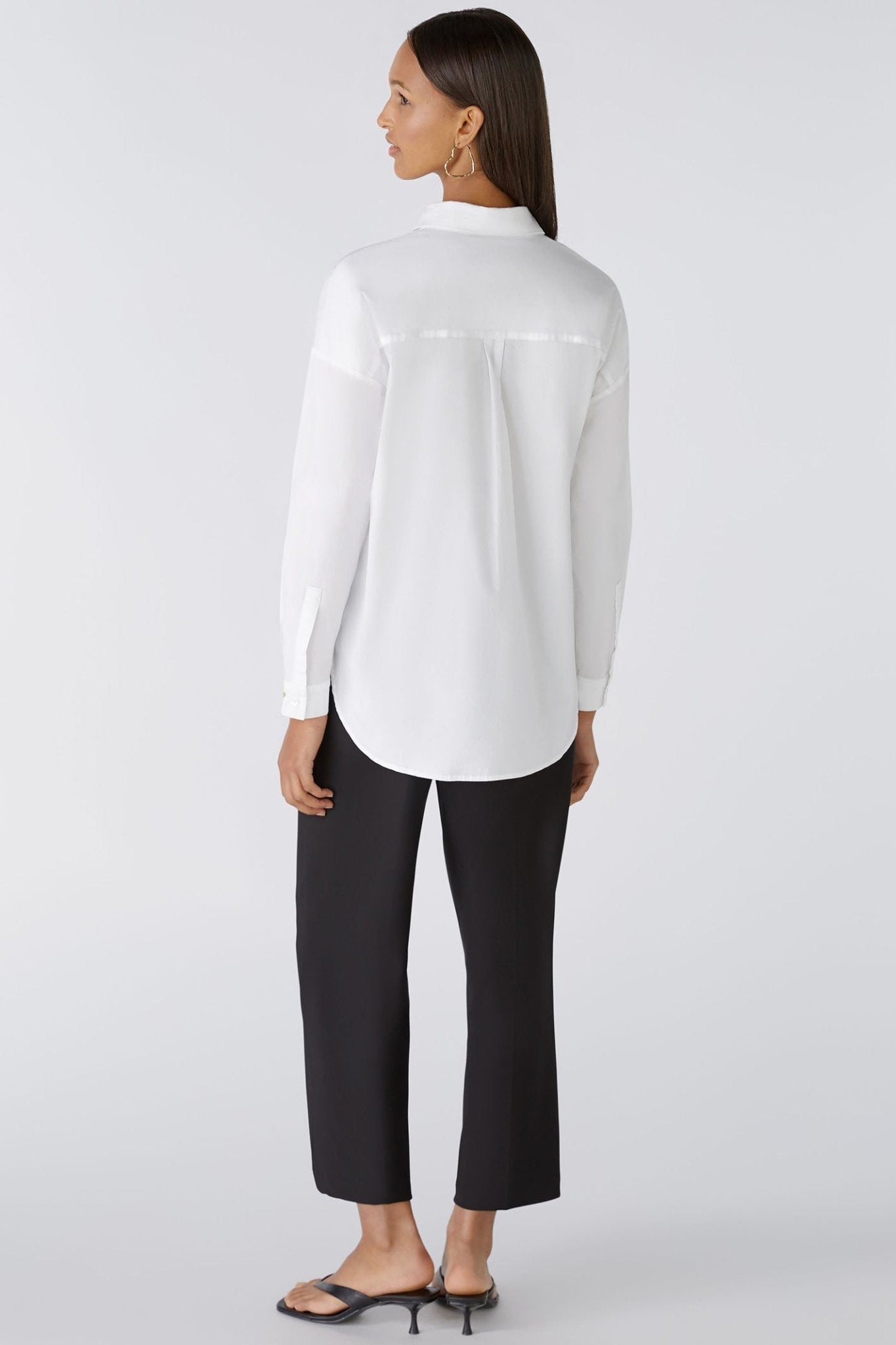 Oui 87718 Optic White Dropped Shoulder Shirt - Dotique