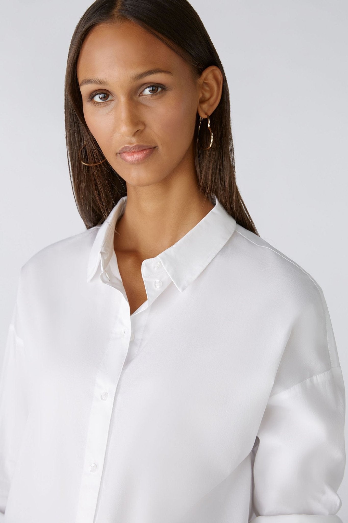 Oui 87718 Optic White Dropped Shoulder Shirt - Dotique