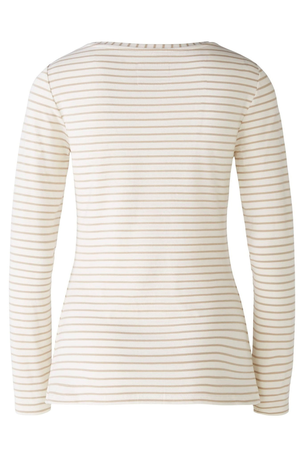 Oui 88220 Sumiko Camel Taupe White Striped Long Sleeve Top - Dotique