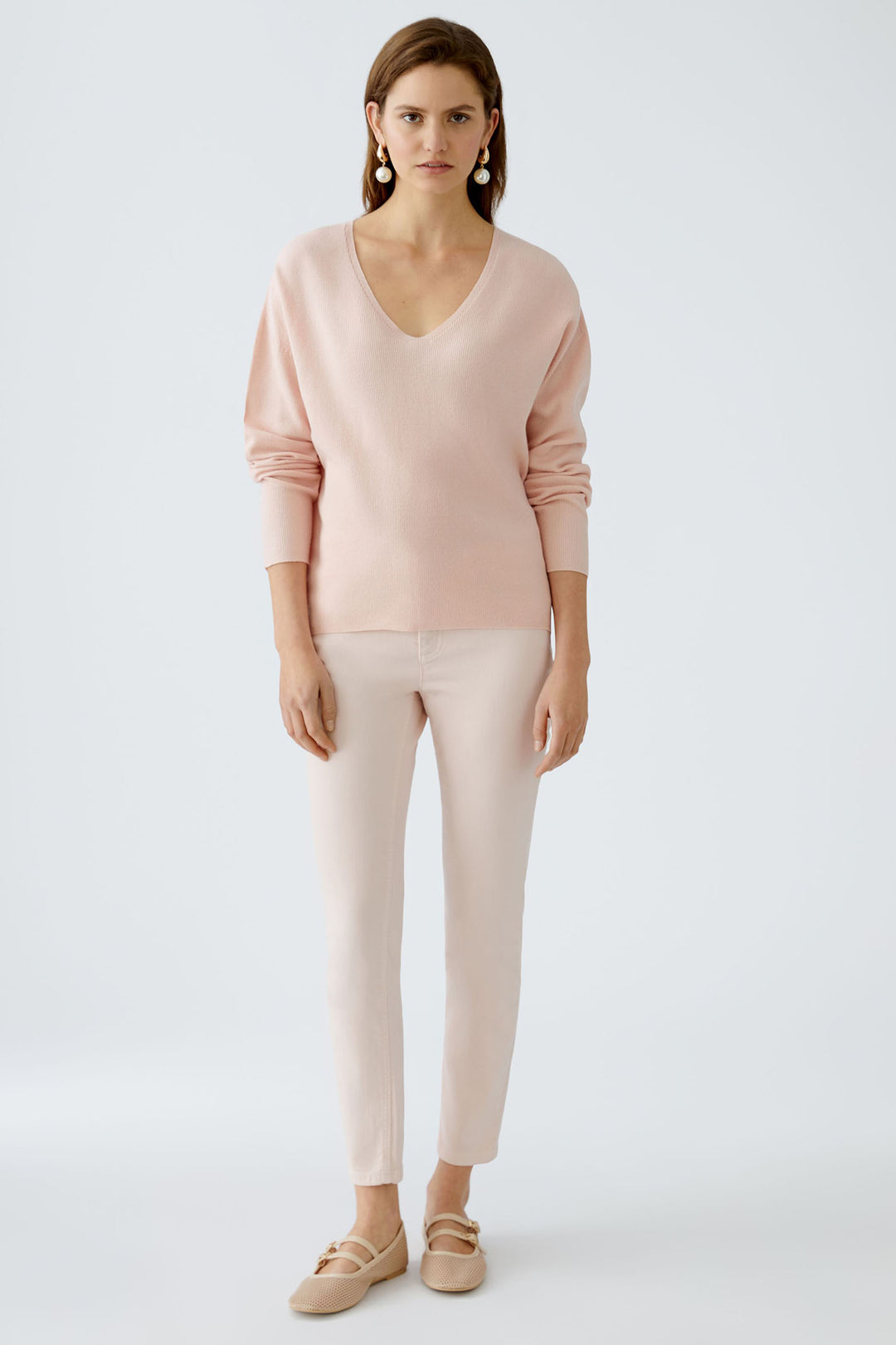 Oui 89057 Pale Pink V Neck Jumper - Dotique