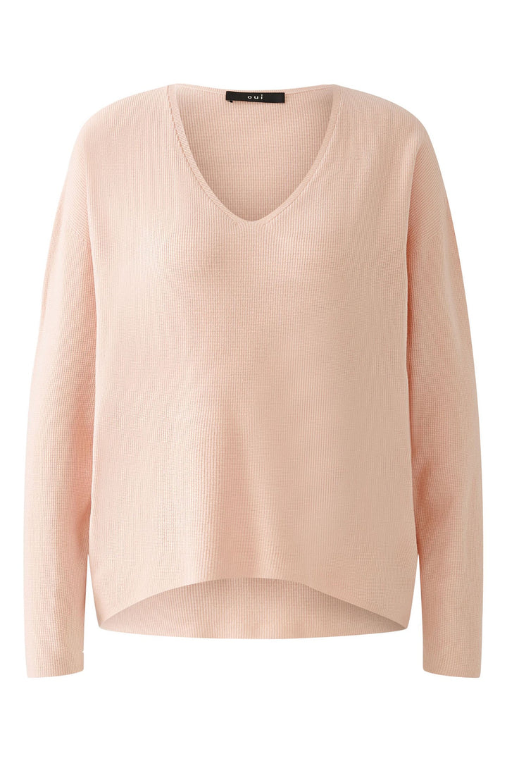 Oui 89057 Pale Pink V Neck Jumper - Dotique