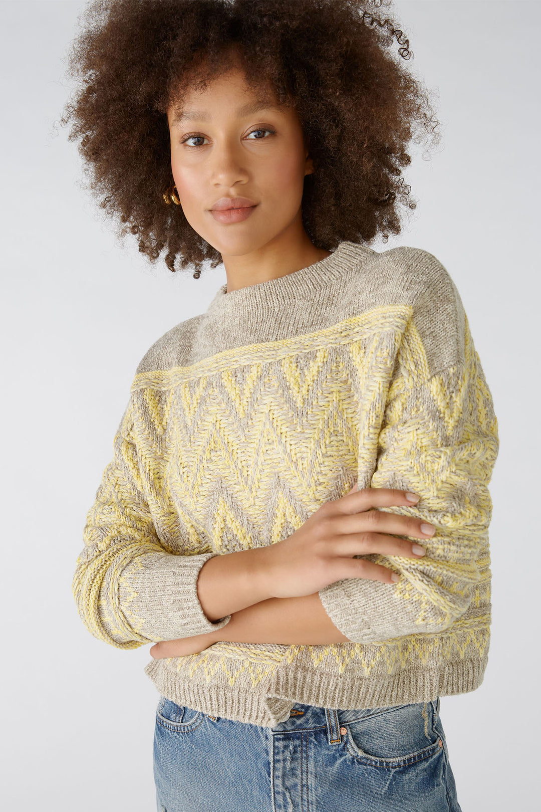 Oui 89171 Yellow Taupe Jumper - Dotique