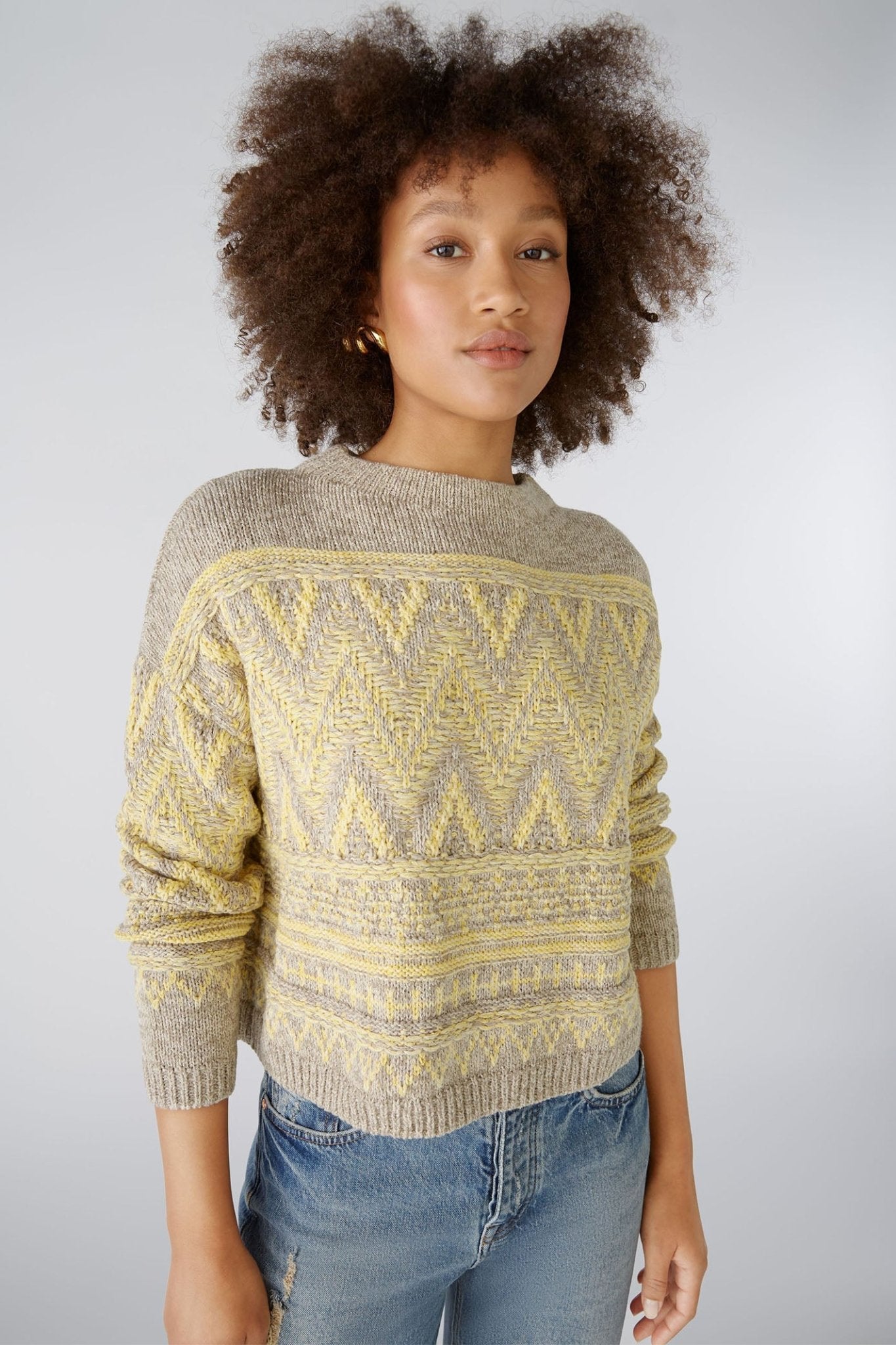 Oui 89171 Yellow Taupe Jumper – Dotique - Main Image