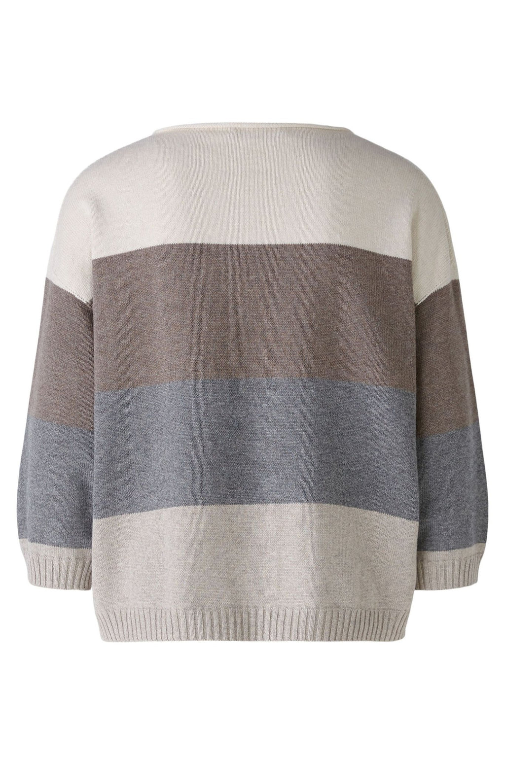 Oui 89248 Grey Camel Stripe Jumper - Dotique