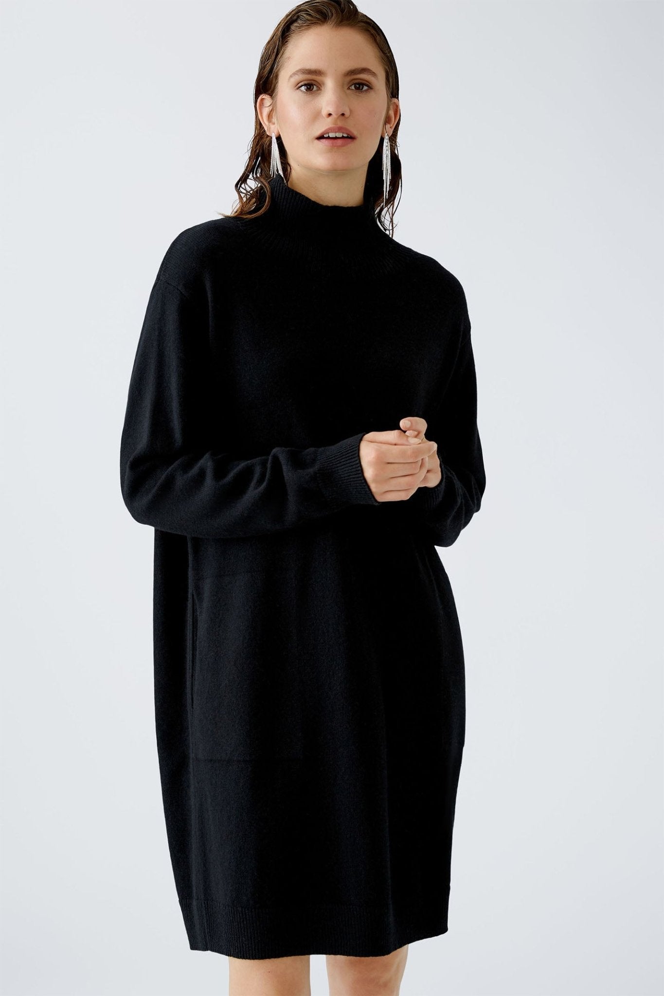 Oui 89831 Black Knitted Dress - Dotique