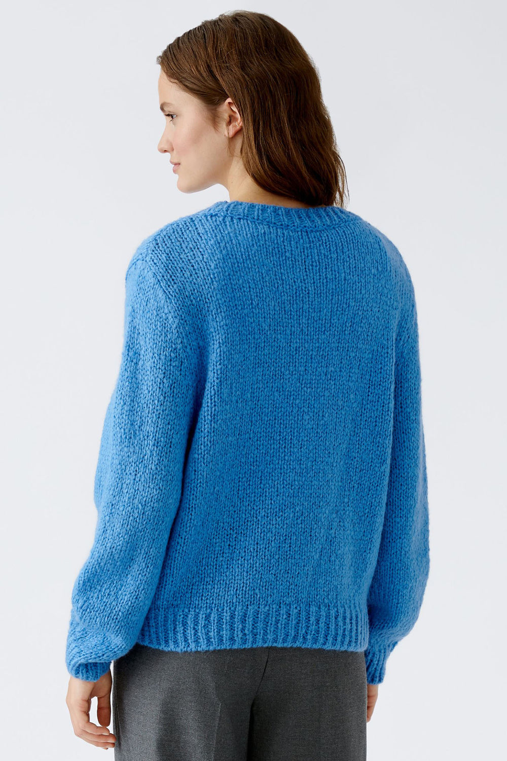 Oui 89927 Cornflower Blue Chunky Knit Jumper - Dotique