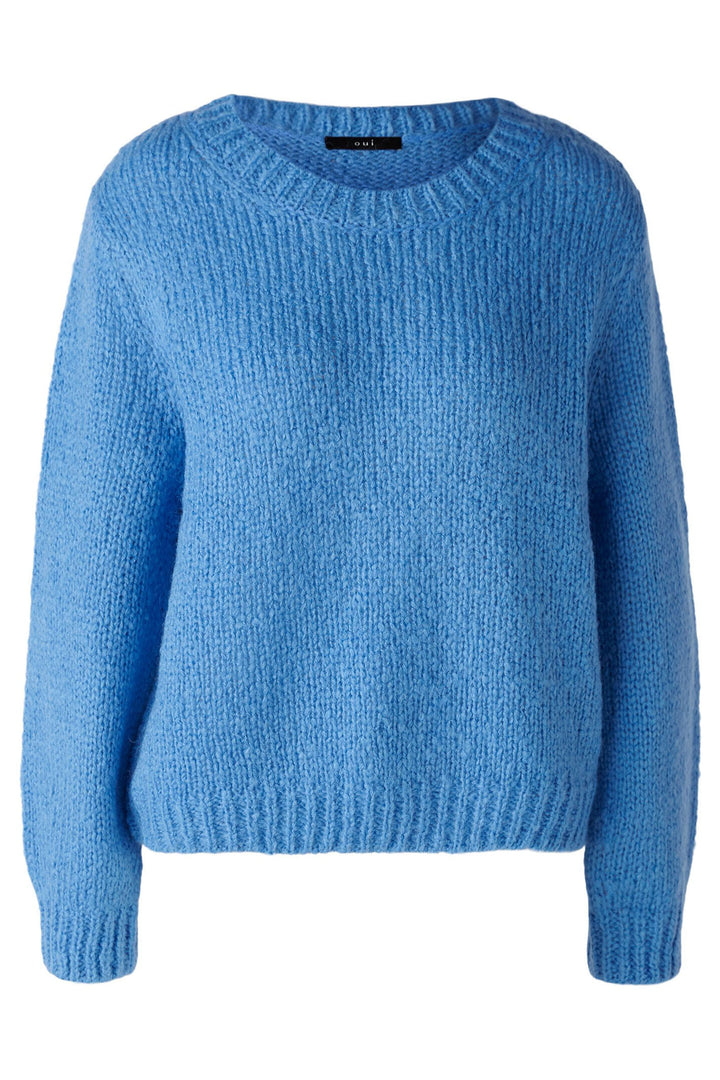 Oui 89927 Cornflower Blue Chunky Knit Jumper - Dotique