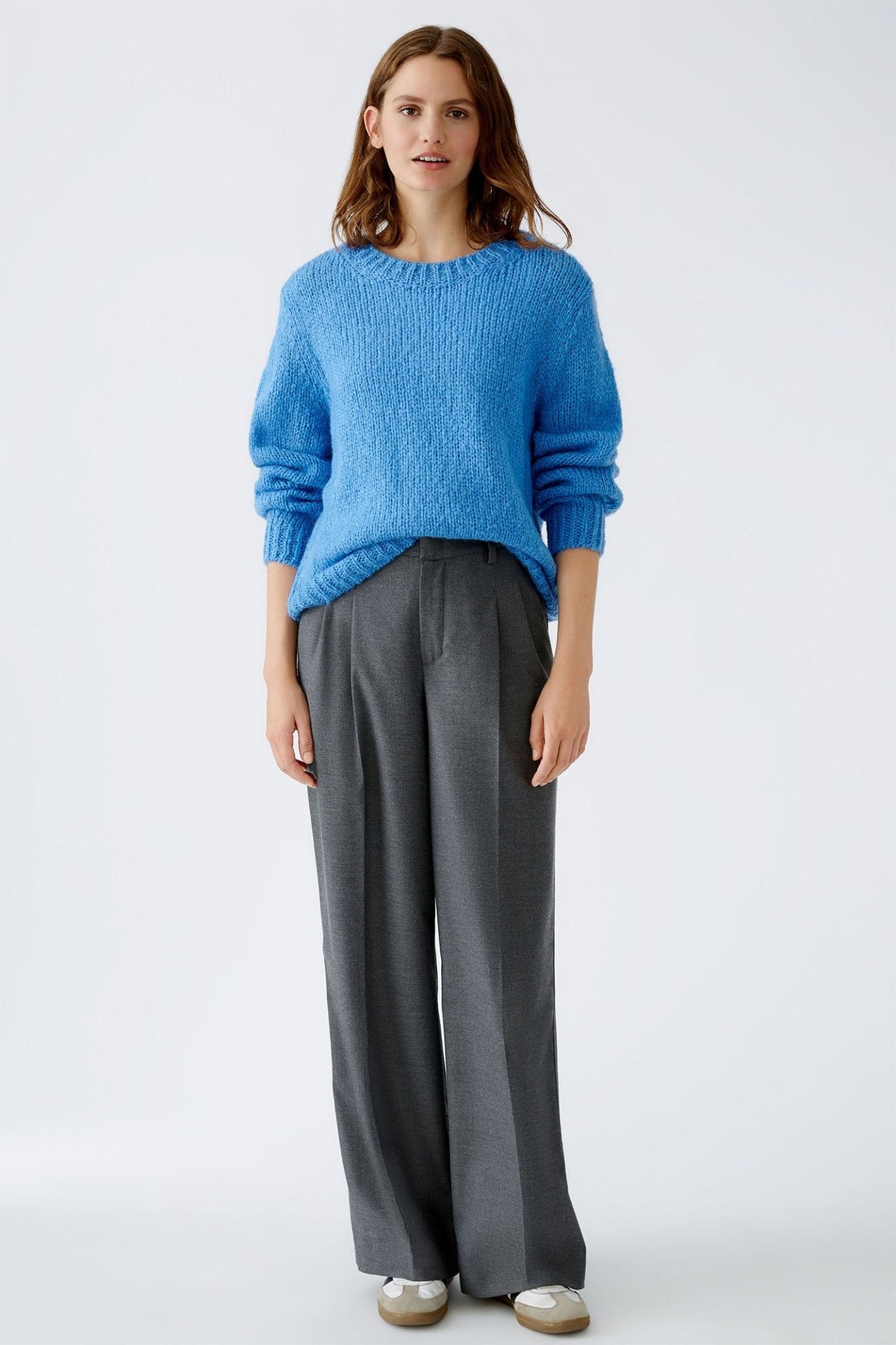 Oui 89927 Cornflower Blue Chunky Knit Jumper - Dotique