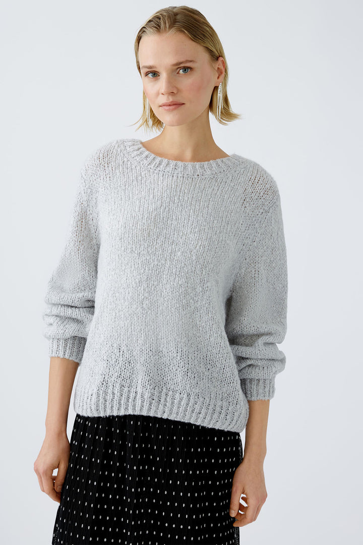 Oui 89927 Jumper Light Chunky Knit Grey - Dotique