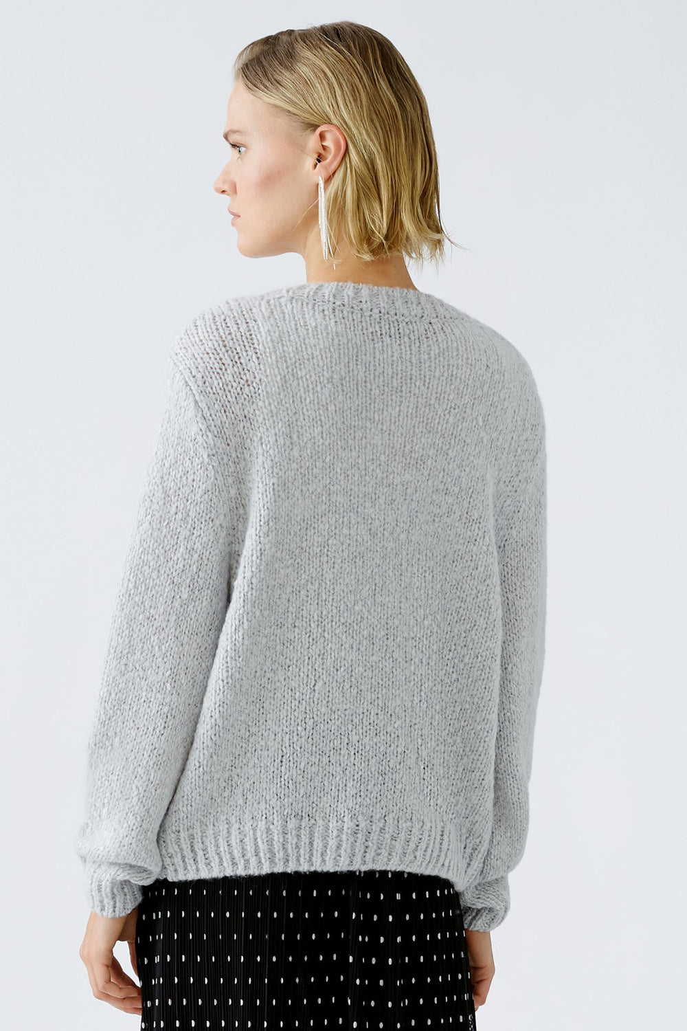 Oui 89927 Jumper Light Chunky Knit Grey - Dotique