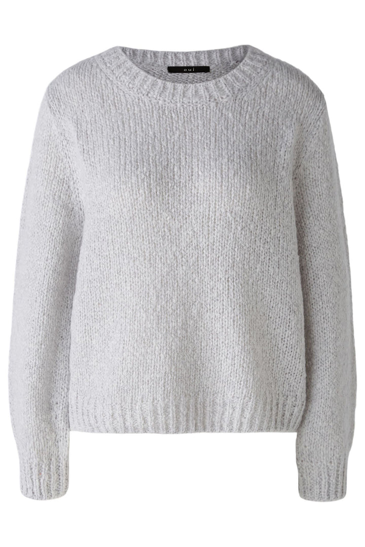 Oui 89927 Jumper Light Chunky Knit Grey - Dotique