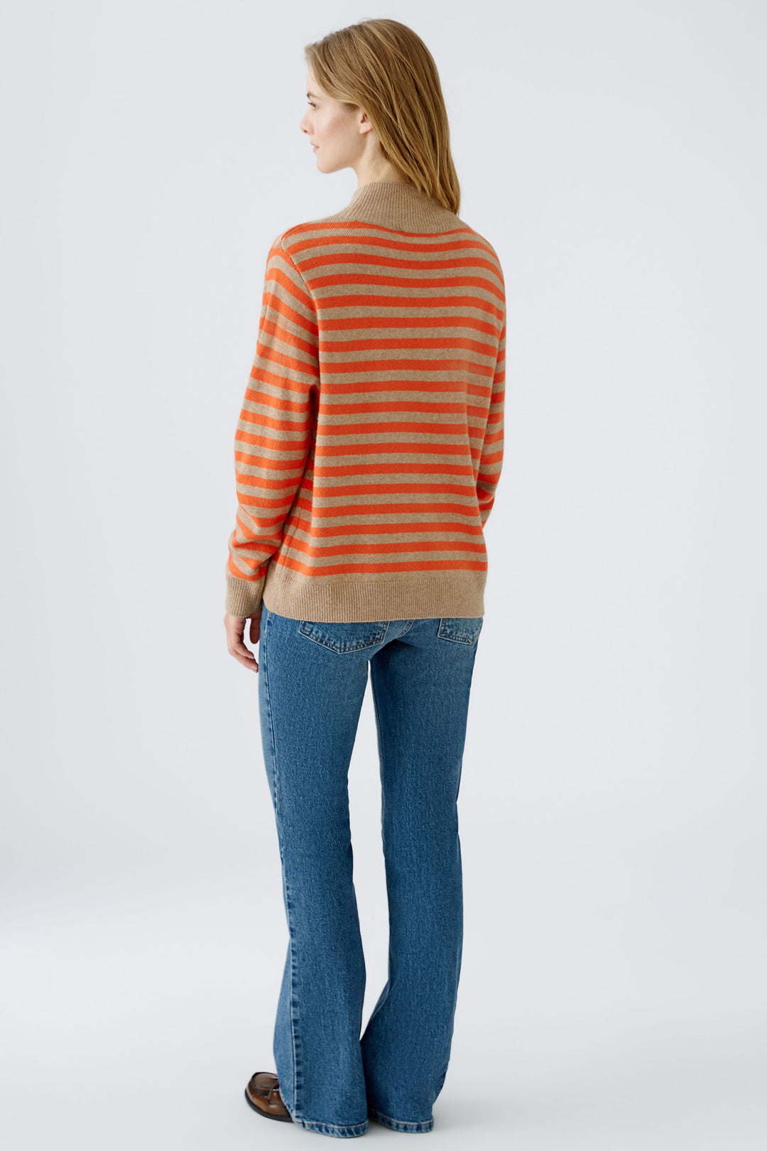 Oui 89934 Beige Orange Stripe Jumper - Dotique