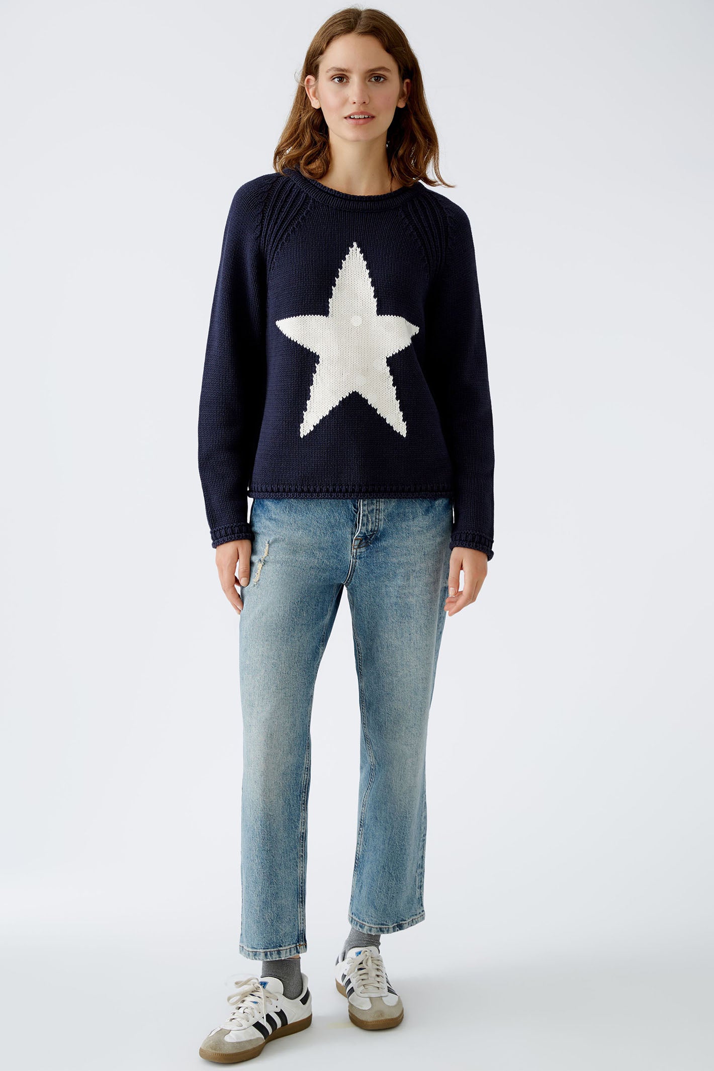 Oui 90155 Dark Blue White Sequin Star Jumper Dotique