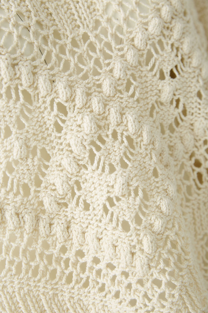 Oui 90812 Gardenia Cream Crochet Knit Jumper - Dotique