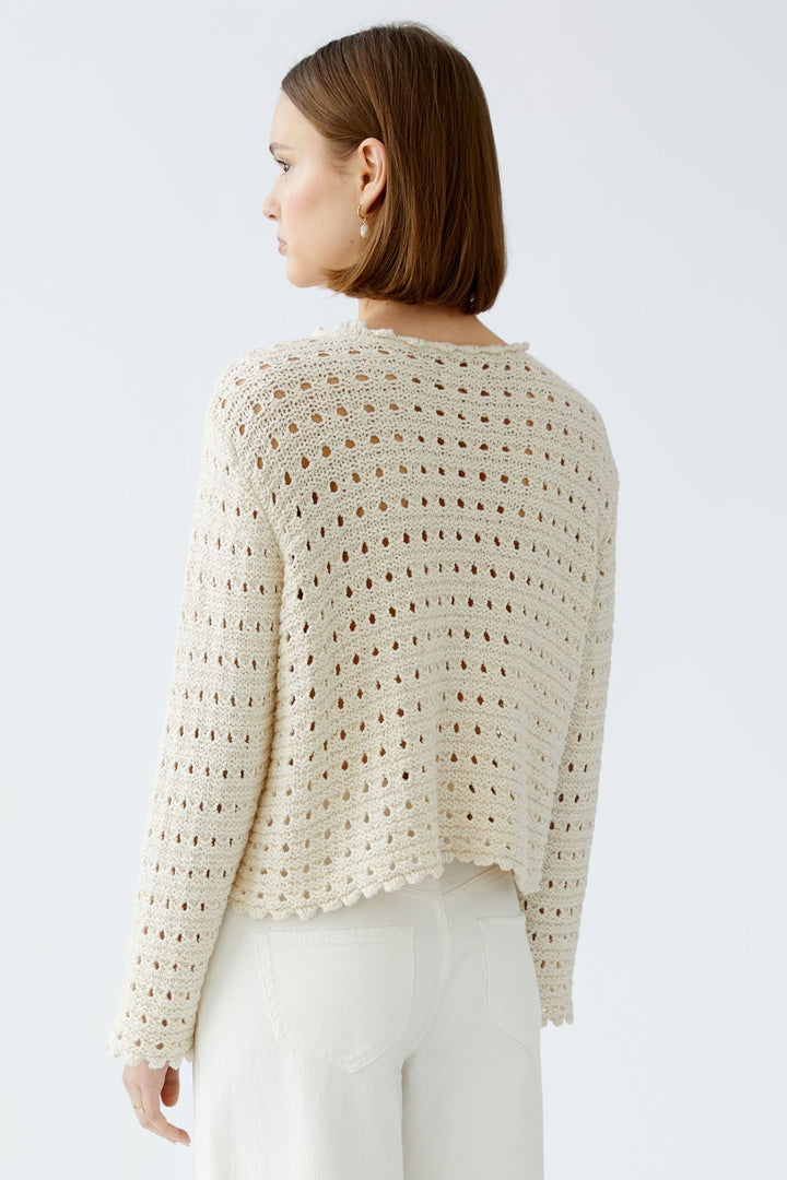 Oui 90812 Gardenia Cream Crochet Knit Jumper - Dotique