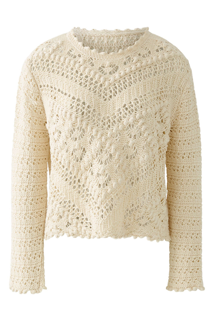 Oui 90812 Gardenia Cream Crochet Knit Jumper - Dotique