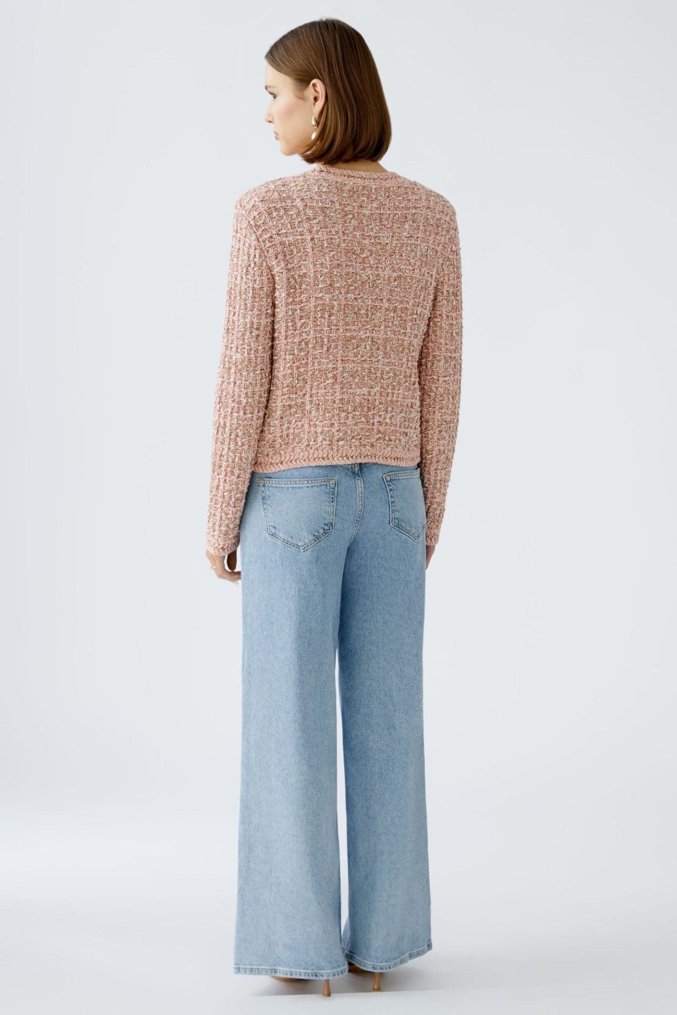 Oui 92059 Rose Gold Round Neck Cardigan Jacket