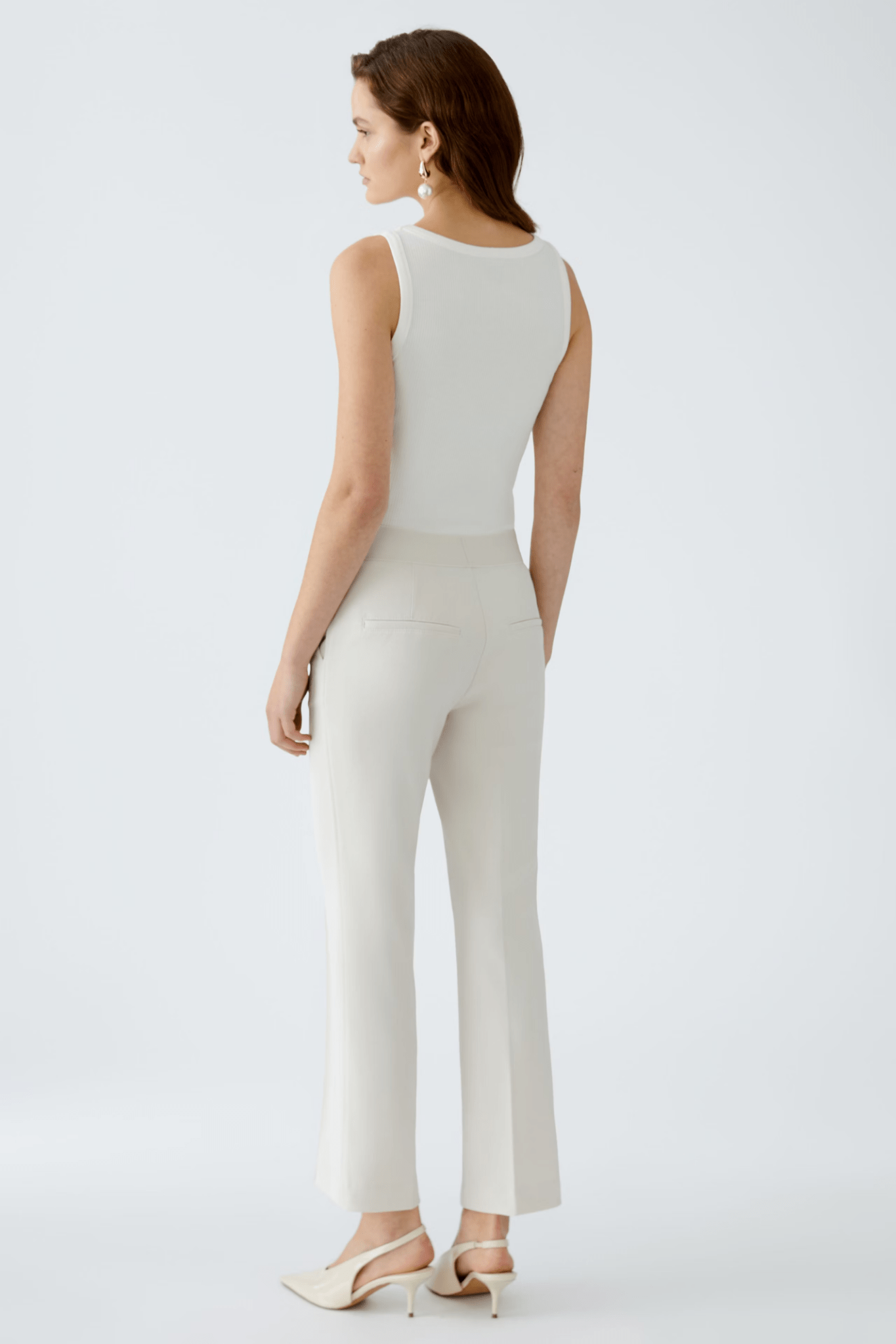 Oui 0091720 Trousers with Elastic Waistband Taupe