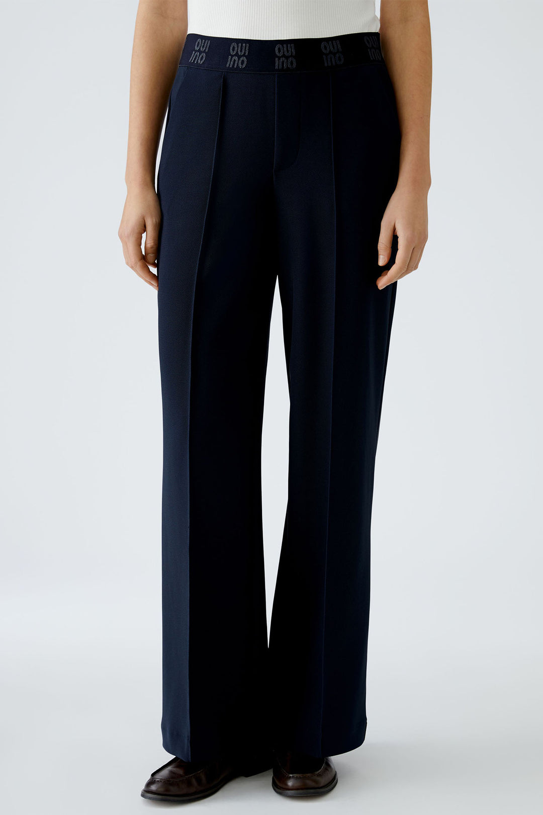 Oui 91737 Dark Blue Pull-On Trousers - Dotique