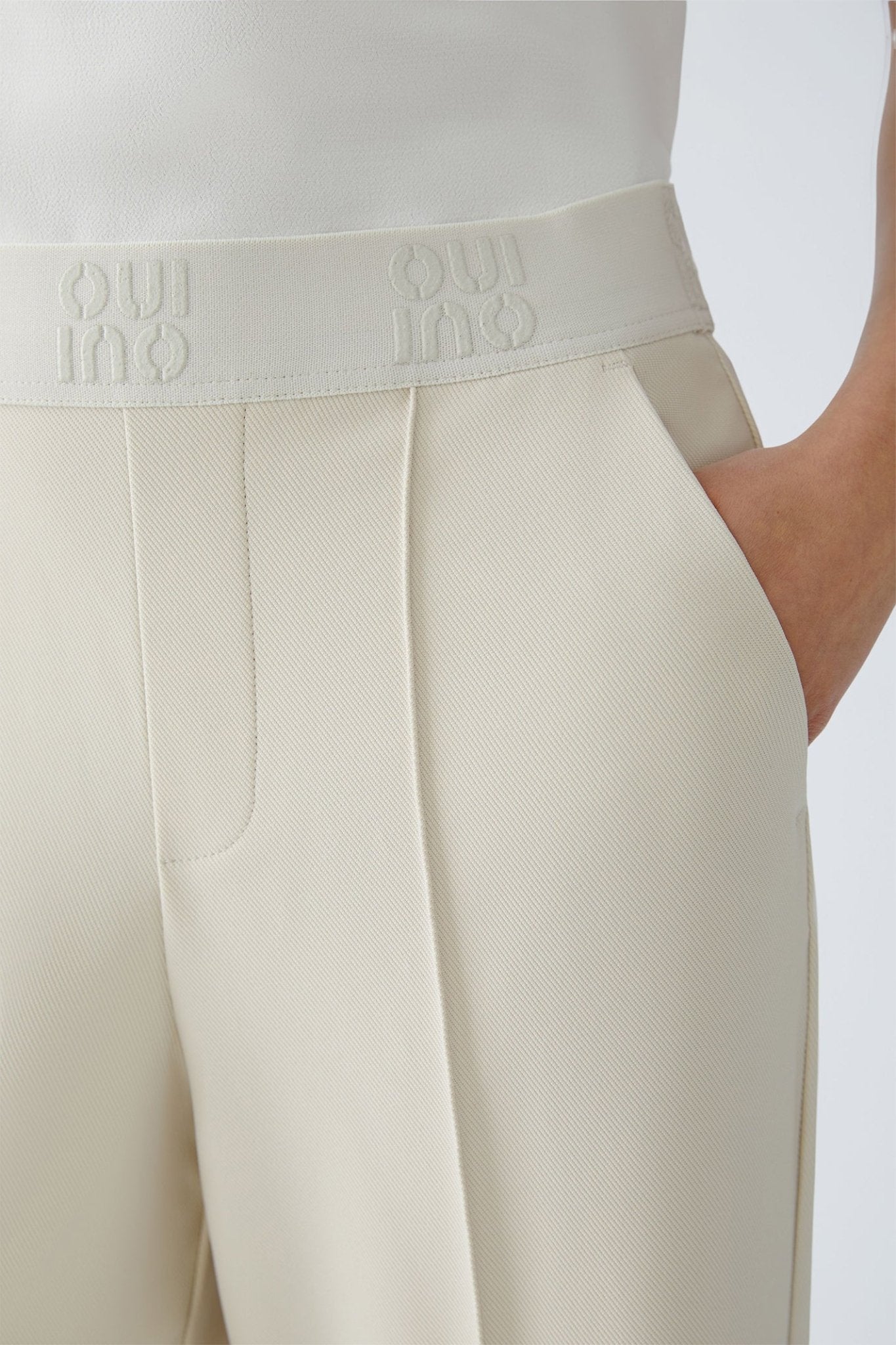 Oui 91737 Offwhite 1136 Pull - On Trousers - Dotique - Oui