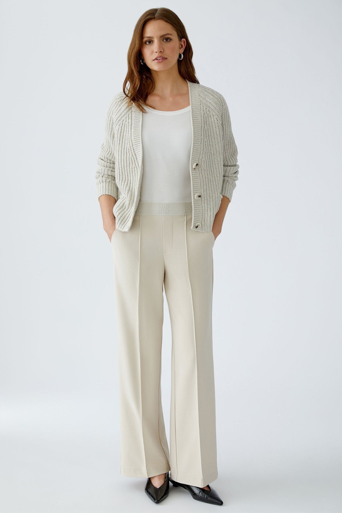 Oui 91737 Offwhite 1136 Pull - On Trousers - Dotique - Oui