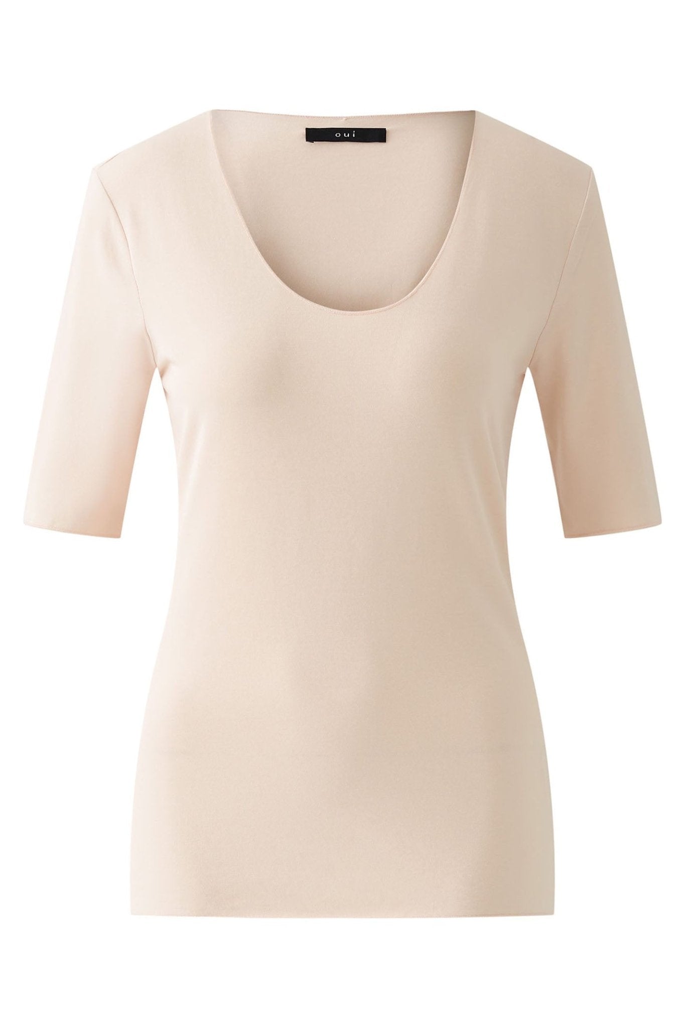 Oui 91835 Pale Pink Scoop Neck T-Shirt - Dotique - Oui