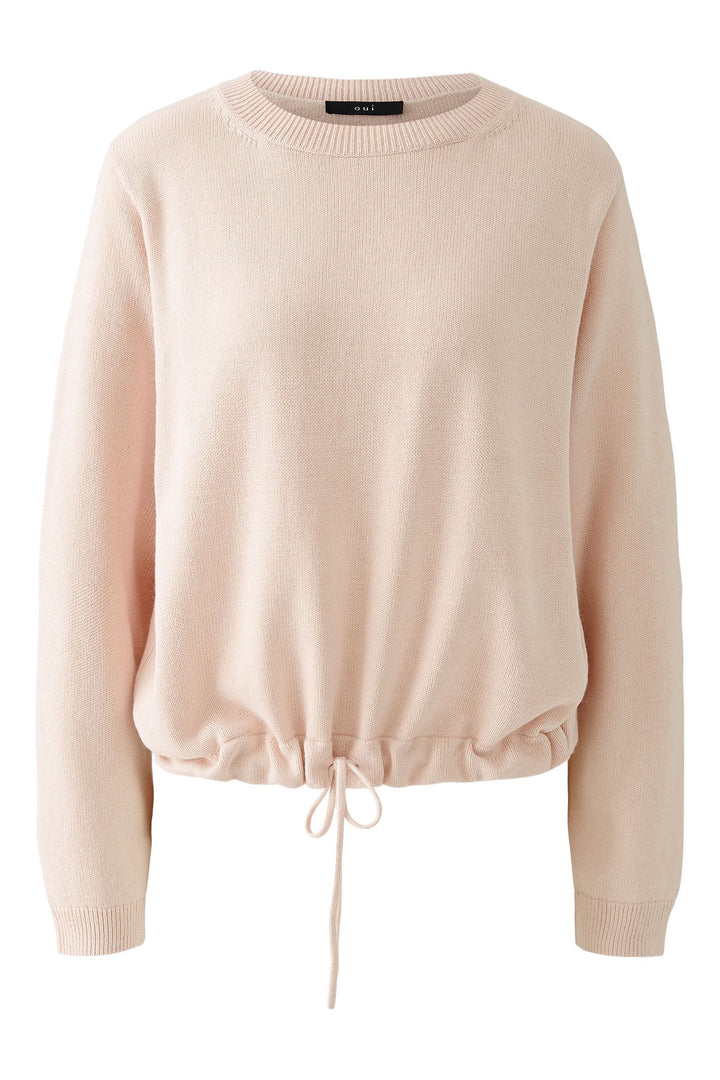 Oui 91878 Pale Pink Wide Neck Drawstring Waist Jumper - Dotique